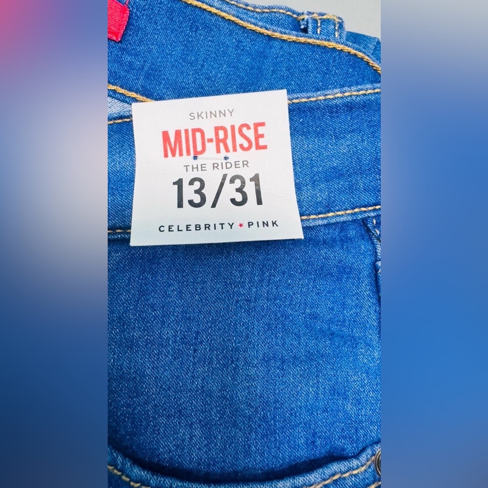 Celebrity Pink Women’s Infinite Stretch Mid Rise Skinny Blue Lagoon Jeans, NWT - Picture 6 of 11